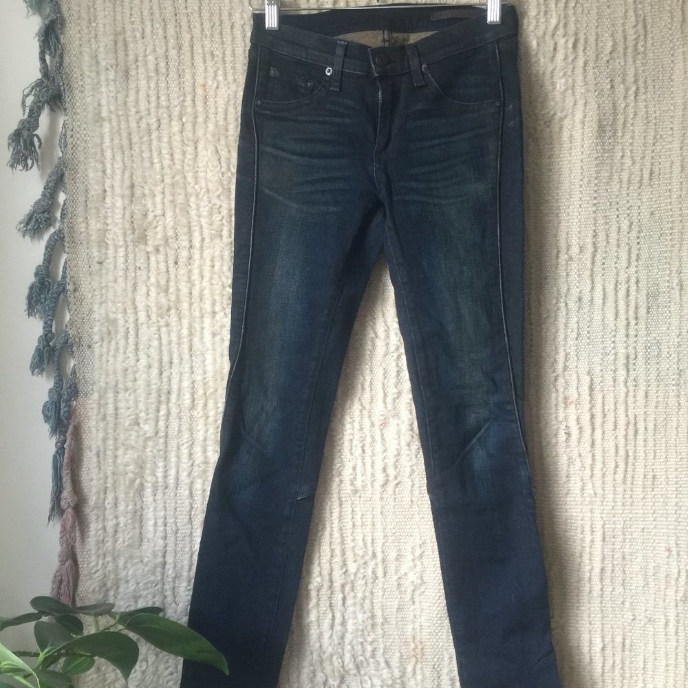 rag & bone cropped denim with leather detail